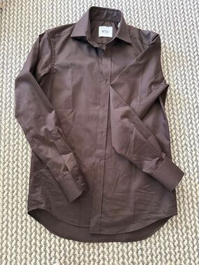 With Nothing Underneath Brown  Shirt - Long Sleeve